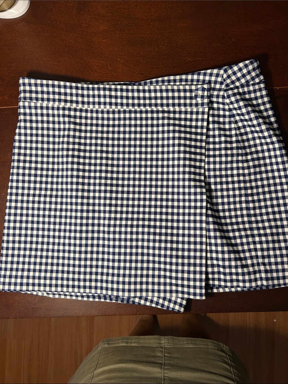 I Love Tyler Madison Gingham Wrap Skort Navy White Women’s XL